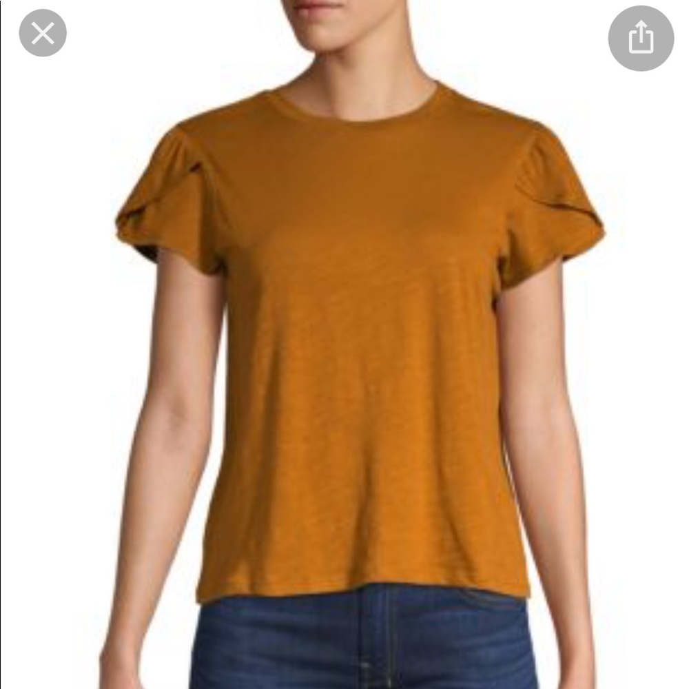 Free People Tulip-sleeve Cotton Tee In Mustard